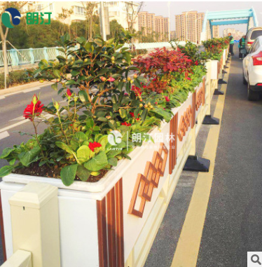 朗汀道路中央隔離綠化景觀提升花槽 水墨丹青PVC微發泡花箱護欄