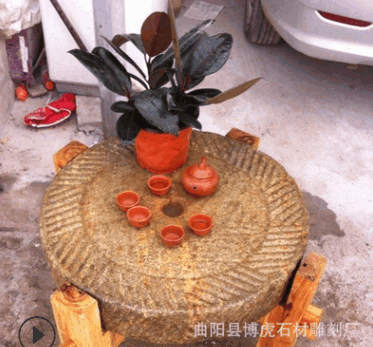石雕民間青石舊器老石磨茶盤茶樓室內(nèi)外流水石磨茶盤生態(tài)水景擺件